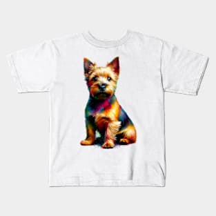 Vibrant Norwich Terrier in Colorful Splash Paint Art Kids T-Shirt